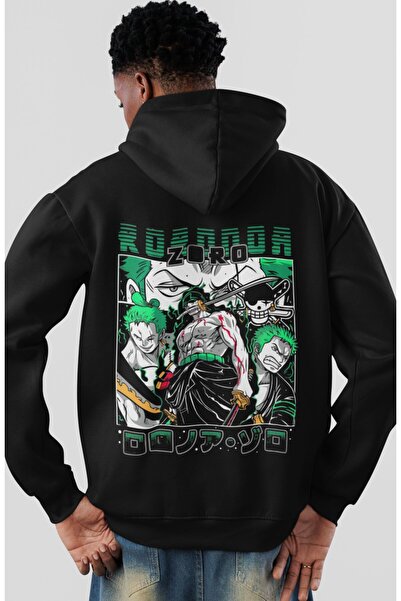 SEVBANO هودي قطني ممشط كبير الحجم للجنسين مطبوع عليه One Piece Roronoa Zoro A...