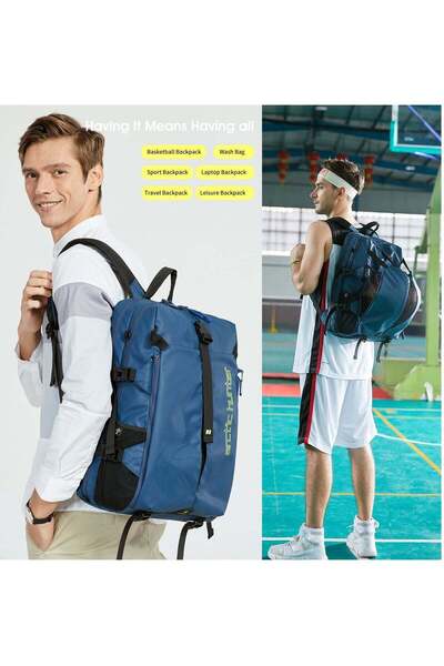 Arctic Hunter Durable Gym Sports Backpack Water Resistant 18.5 Inch Casual Daypack with Luggage Trolley Carry Belt and Built in USB Jack for Men B00391-XD Blue