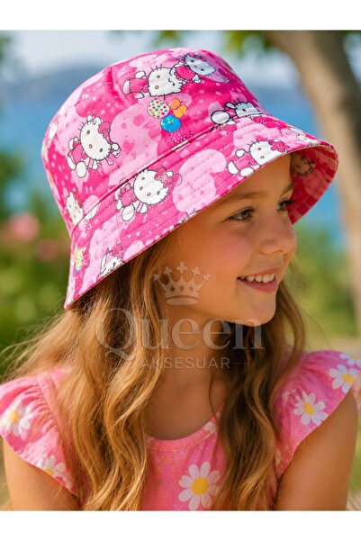QUEEN AKSESUAR Pălărie de pescar pentru copii cu model Hello Kitty, roz, 54cm...