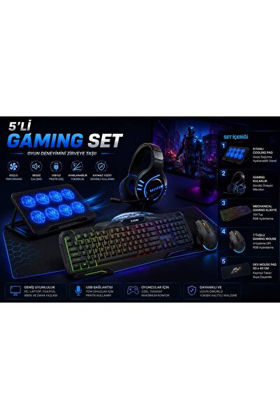 Nomker Monster Abra A5 15.6'' Uyumlu Gaming Set 5'li Oyuncu Paketi