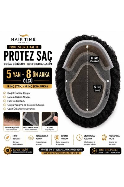 Hairtime 5.8 ÖLÇÜ PROTEZ SAÇ ERKEK GERÇEK İNSAN SAÇI HER YÖNE TARANABİLİR