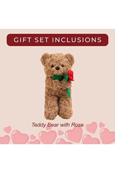 Home Smart Teddy Bear Holding Artificial Rose 30 cm Ideal Gift for Valentine, Anniversary, Birthday
