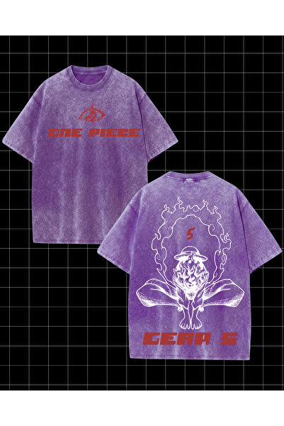 Toum Μπλουζάκι Anime One Piece Gear 5 με στάμπα, που πλένεται, vintage, unise...