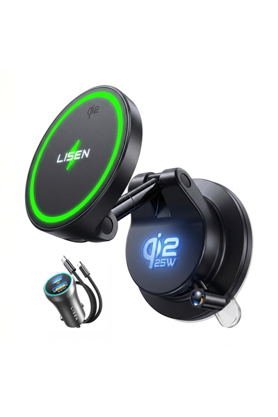 LISEN - Car Holder with Wireless Charger W608 Pro (YL0225090001) - Suction Cu...