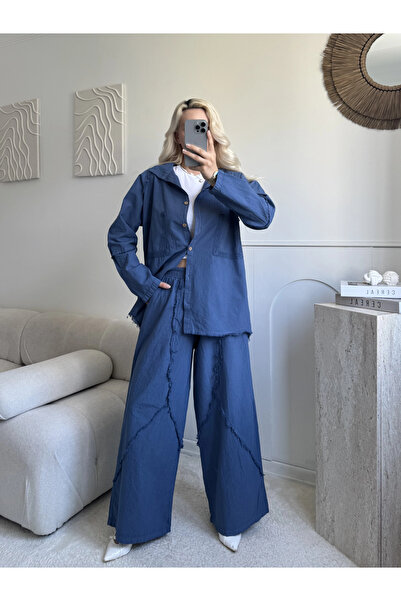 SUMEF Indigo Tasseled Lace Pocket Standard Size 38/48 Compatible Women's Set