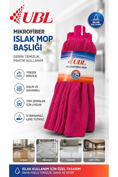 UBL ( 1 Adet-PEMBE ) Mikrofiber Yedek Paspas Ucu , Çevirmeli Mop Başlığı