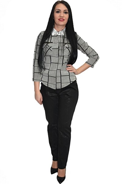 OEM Pantalon rafinat cu insertii ,nuanta neagra