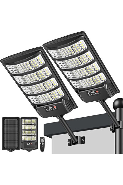 Dotail Set de 2 lămpi stradale solare, 120 LED-uri, 6500K, senzor de mișcare,...