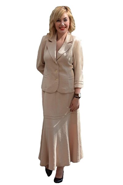 OEM Costum elegant , de culoare bej, dintr-un material rafinat
