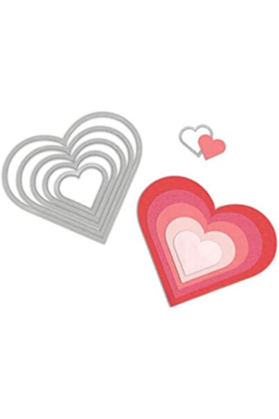 Yıldızan Albemo Framelits 6-Piece Heart Cutting Die Set - between 2.2cm and 1...