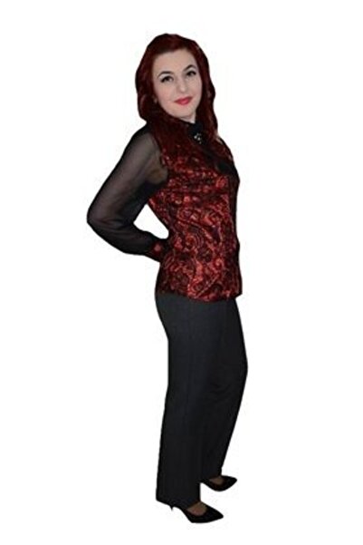 OEM Pantalon office, nuanta de gri, design cu paspoal din piele