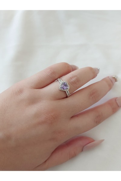 bijoux uniques خاتم هدية من الفولاذ قابل للتعديل مرصع بحجر الزركون على شكل قل...