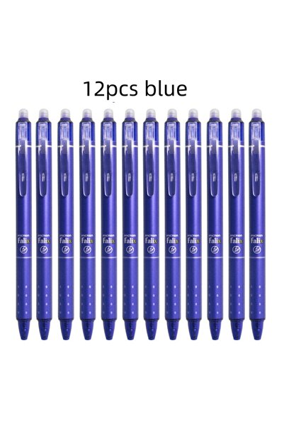 choice2 12pcs blue 12pcs Press Type Erasable Gel Pens 0.5mm Black/Blue Ink Bu...