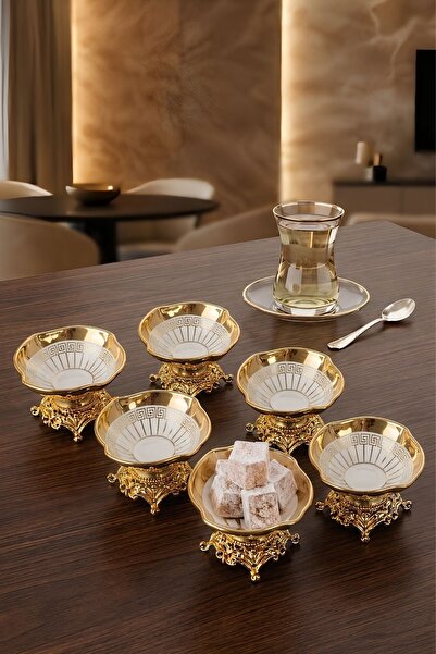 PLT Design Titanyum 6’lı Ayaklı Porselen Lokumluk Kahve Yanı Lokumluk