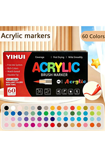 Choice 60 Colors 12/24/36/48/60 Colors Acrylic Paint Pens Markers Brush Tip P...