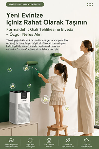 EZERE PureAir Akıllı Hava Temizleyici HEPA Filtreli Negatif İyon Hava Arıtıcı