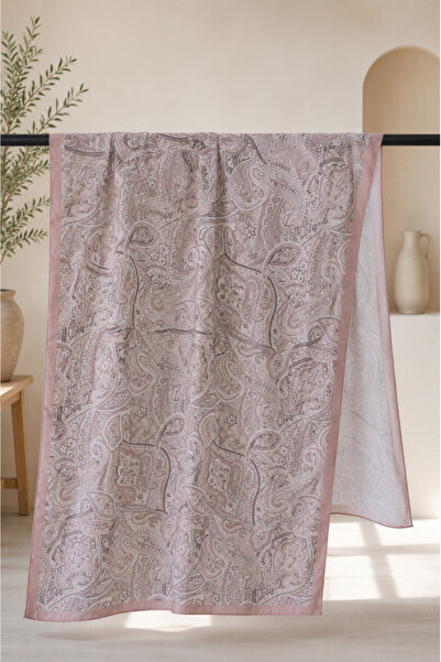 FERHEL Luna Paisley Coton Şal 190 x 70 - Gül Kurusu