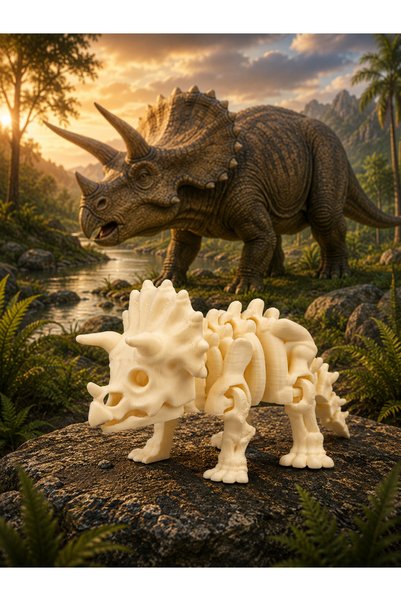 3Durak Dijital Üretim Merkezi İskelet Triceratops Figürü – Hareketli Masaüstü...