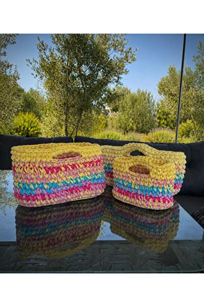 Eranura Mysey Handmade Knitted Multicolor Women's Beach Bag