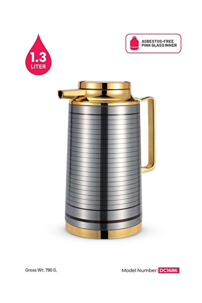 DELCASA Stainless Steel Vacuum Flask Silver/Gold 1.3Liters