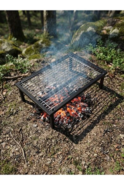 kraker Mini Kamp Mangalı / Ateş Üstü Izgara 45 x 30 cm Yükseklik 12 cm Katlan...