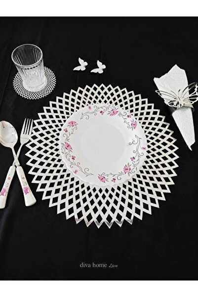 Diva Home Simli Gold American Service Set 35X35 cm |   13X13 Coasters and Nap...