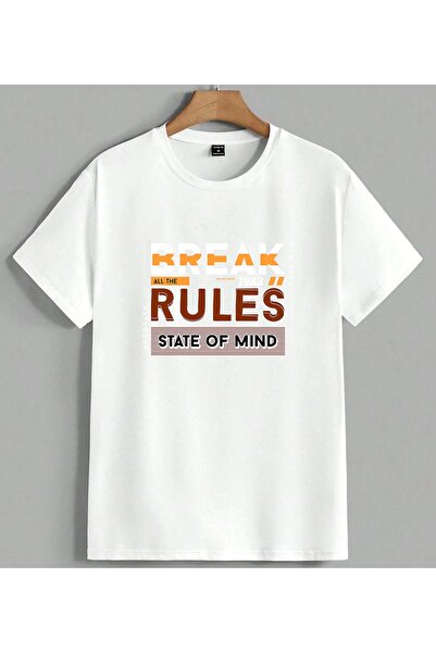 ELFERA Rules State of Mind Typography Printed Unisex Oversize T-Shirt White