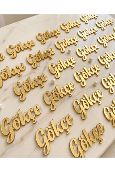 Tek isim koruma jelatinli Pleksi Isim Etiket 4cm Isimli Gold - 50 Adet