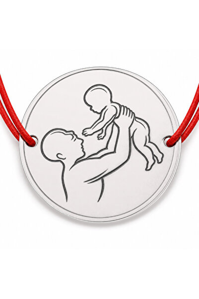 Simoshop Brățară argint 925 cu tată și bebeluș, șnur reglabil — cadou pentru ...