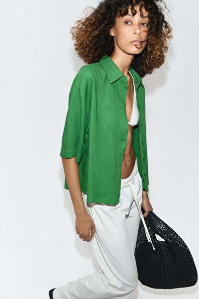H&M Oversized linen-blend shirt