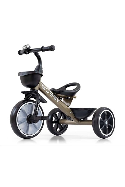 Milly Mally Tricicleta clasica Bobby cu sonerie si cosuri de accesorii, Golden