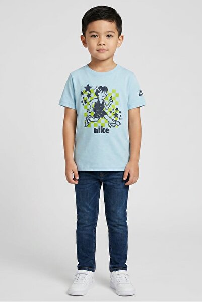 Nike Kids Boy Sportswear Fit Short Sleeve Training T-Shirt, Ocean Blue
