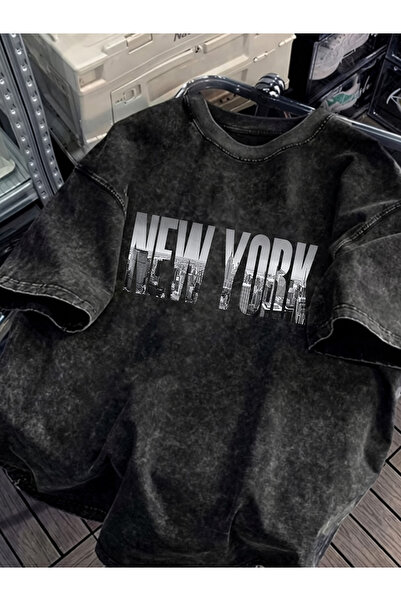 HOFFNUNG Unisex Oversize Vintage Washed Street Style Μόδα του δρόμου Βαμβακερ...
