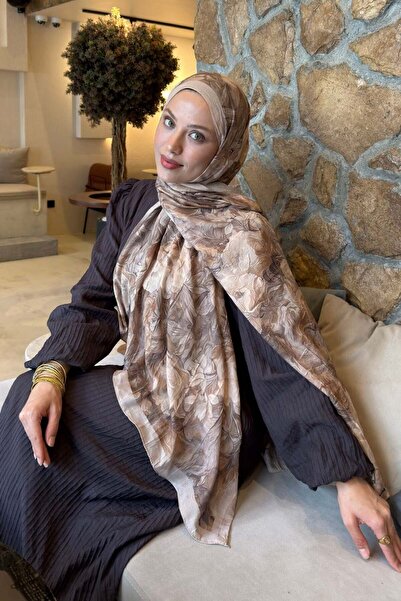 lamelif Vintage Flower Pattern Bamboo Shawl Dark Beige