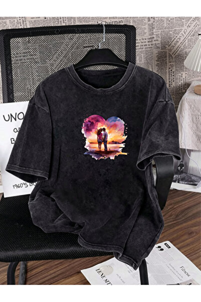 Pink Sky Unisex Oversize Vintage Washed Street Style Μόδα του δρόμου Βαμβακερ...