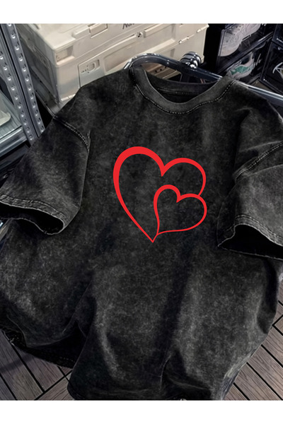 HOFFNUNG Unisex Oversize Vintage Washed Street Style Μόδα του δρόμου Βαμβακερ...