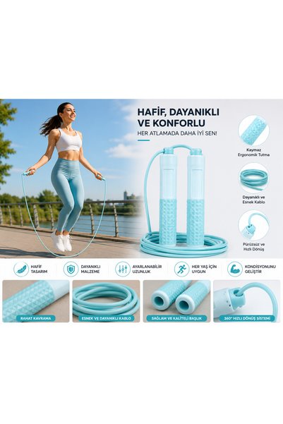 Erka Morafit Atlama İpi Ayarlanabilir Uzunluk Ergonomik Tutma Saplı Fitness E...