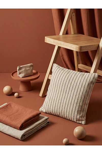 Sanskrutihomes By Styli White Square Dotted Stripe Pattern Textured Cotton Cu...