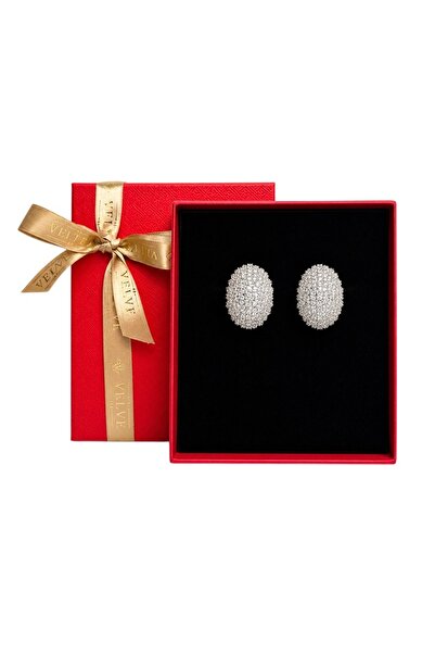 velve Cercei eleganti bombati cu cristale zirconiu cubic pave, in cutie cadou...