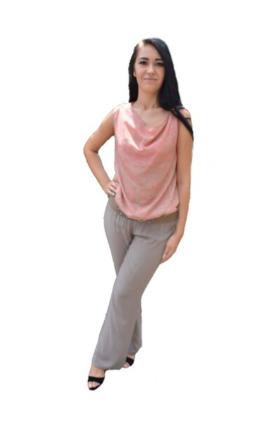 OEM Salopeta feminina, de culoare crem-plamaniu