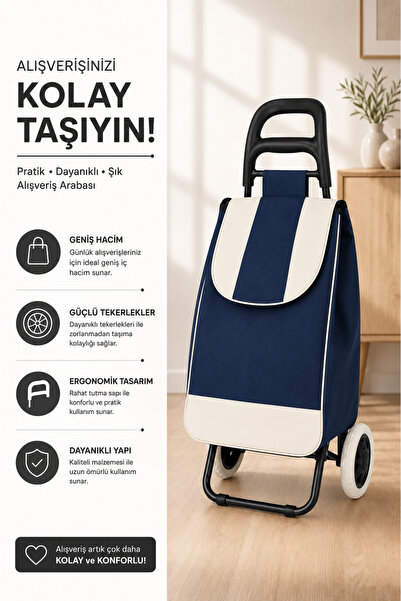 Vadi Katlanabilir Ses Yapmaz Tekerlekli Su Geçirmez Çantalı Pazar Market Arabası