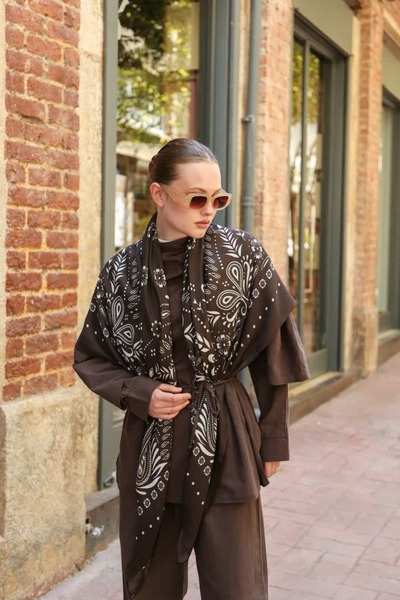 ENRİCO FERRİ Lusso Shoulder Shawl - Bitter Coffee