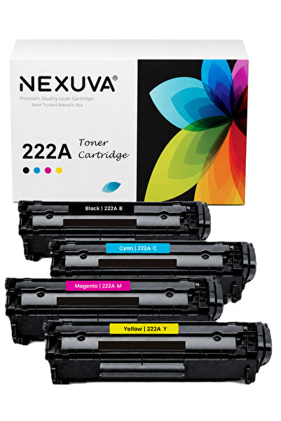 Nexuva مجموعة خراطيش حبر متوافقة HP 222A من 4 قطع - أسود، سماوي، أرجواني، أصفر