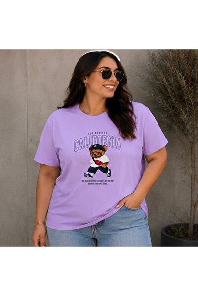 3S MODA تي شيرت نسائي كبير الحجم مطبوع رقميًا من Basic California