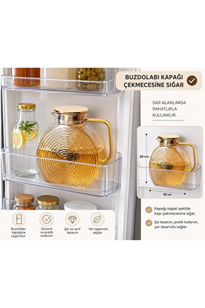 LeylArt Borosilikat Cam Amber Salyangoz Desenli Filtreli Sürahi 2500 ML | Buz...