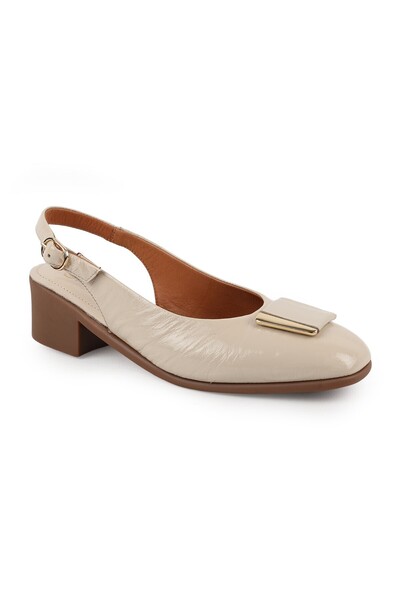 Libero Women's High Heel Shoes Short Heel Round Toe Sling-Back Wrinkled Paten...