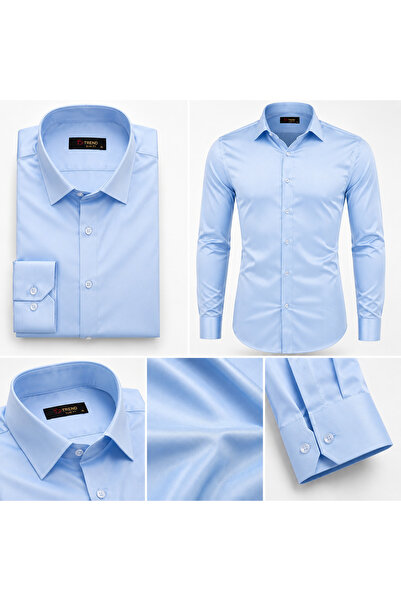 BYMEN ERKEK GİYİM TREND Erkek Bebe Mavisi Slim Fit Uzun Kollu Klasik Gömlek