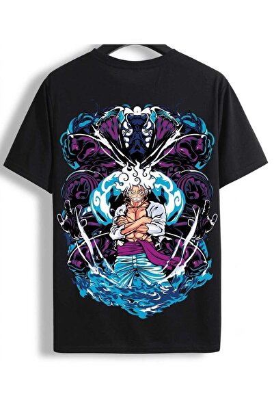 classy moda Μαύρο μπλουζάκι Unisex Oversize με στάμπα χαρακτήρων Anime