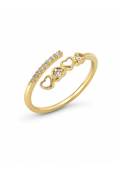serelya Gold Color Zircon Stone Minimal Heart Model Women's Ring