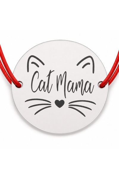 Simoshop Brățară argint 925 Cat Mama, șnur reglabil — cadou iubitoare pisici